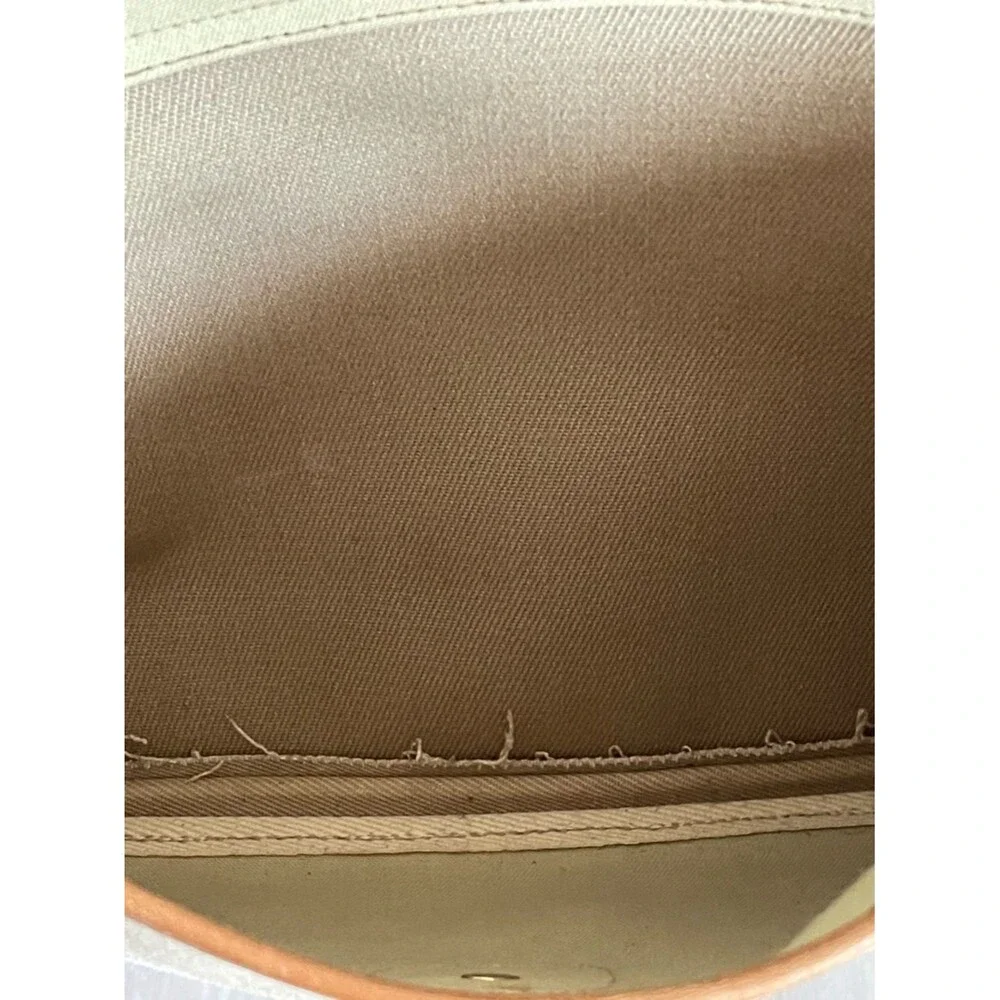 Brahmin x Sperry canvas vintage messenger laptop bag beige brown leather trim